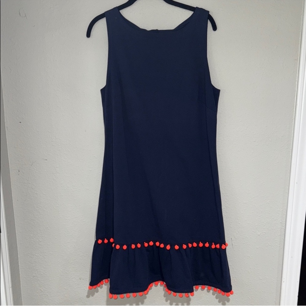 Sail to Sable Navy Dress with orange Trim